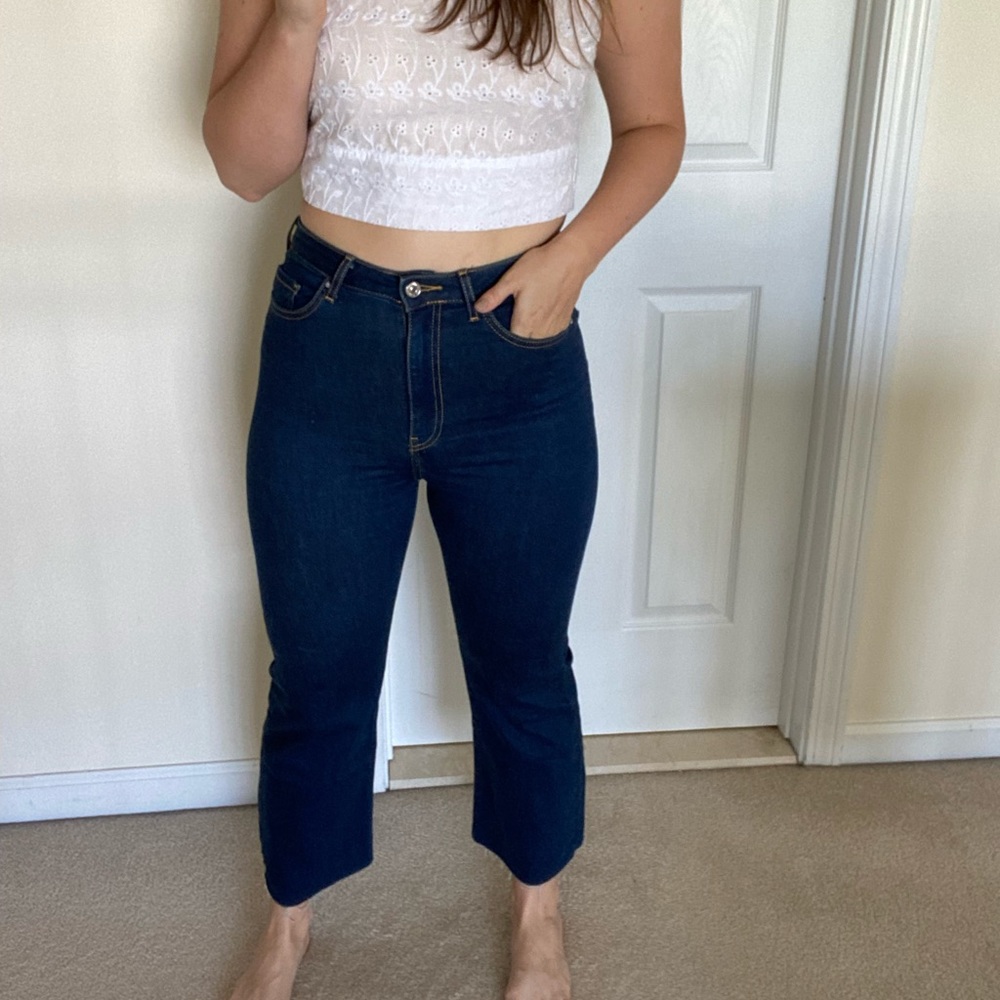 Dark wash kick flare jeans